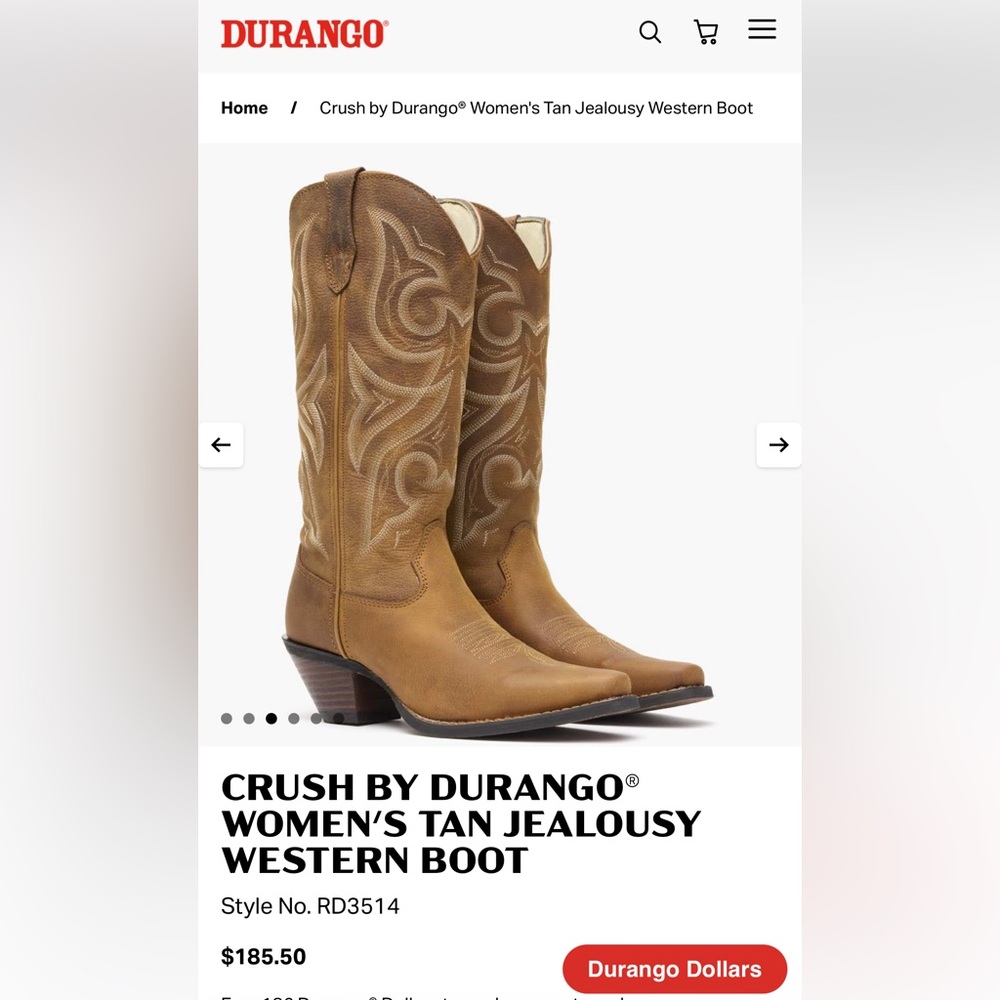 Crush by Durango Women's Tan Jealousy Western Boot Boot 6.5